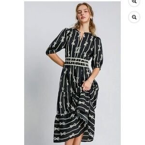 Elegant Black and White Midi Dress